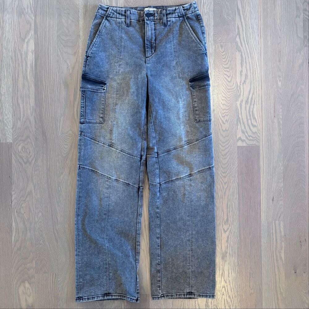 L’agence Brooklyn High Waist Wide Leg Cargo Utility Jeans Gray Women Size 27 - Picture 4 of 11